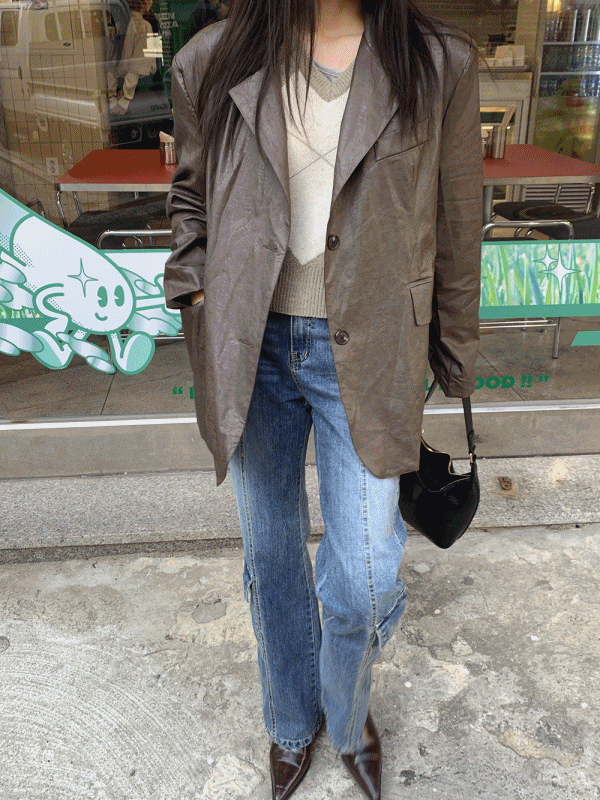 게인 레더 오버핏 자켓(3color)