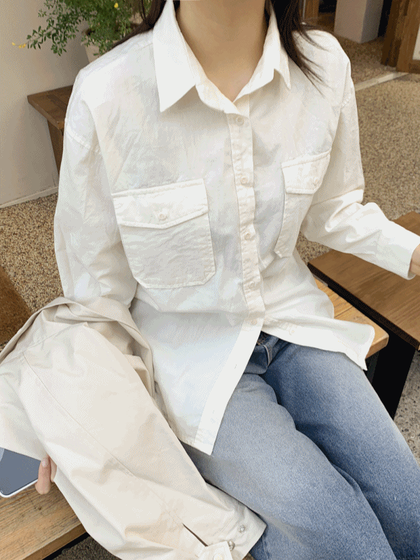 [3color]바이오 워싱 루즈핏 포켓 셔츠